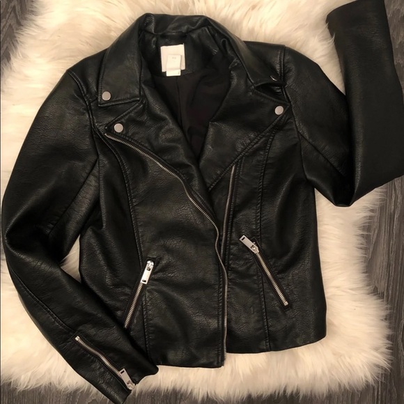 H&M Black Faux Leather Jacket - Picture 1 of 8